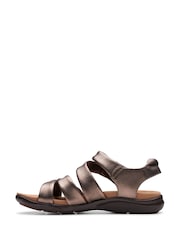 Clarks Natural Wide Fit (E) Leather Kitly Ave Sandals - Image 3 of 7
