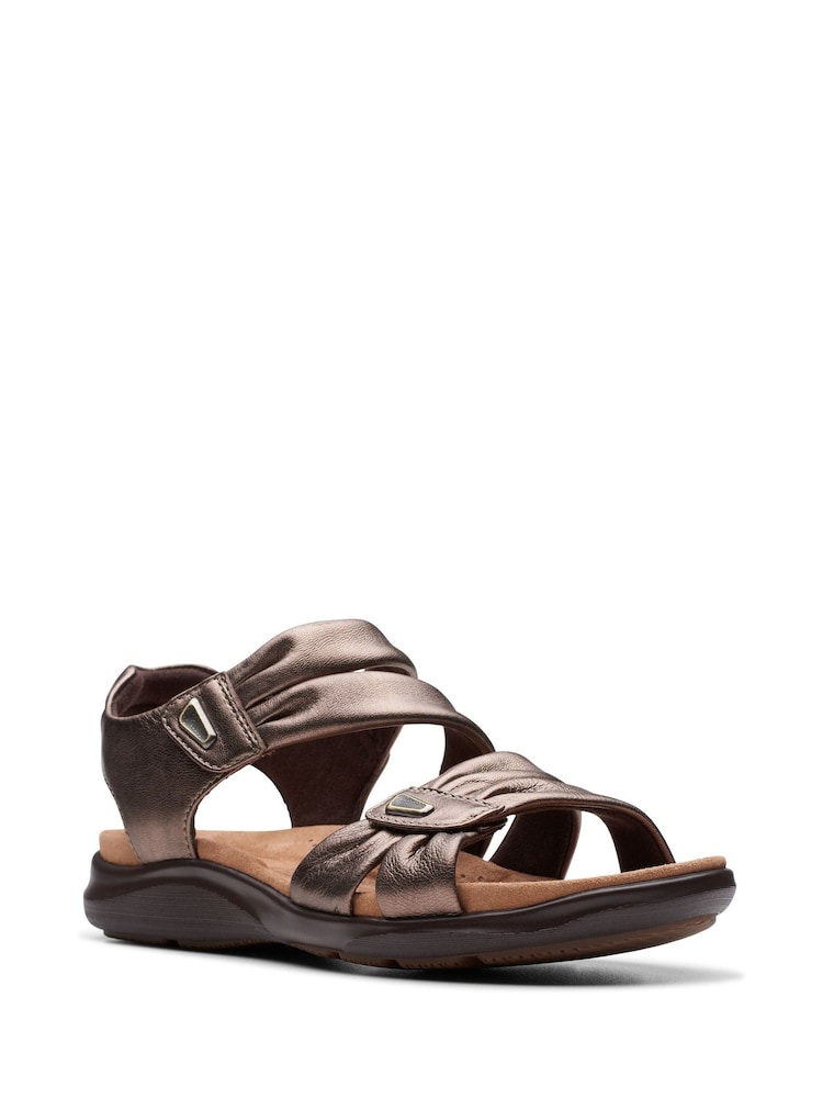 Clarks Natural Wide Fit (E) Leather Kitly Ave Sandals - Image 4 of 7