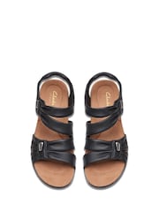 Clarks Black Wide Fit (E) Leather Kitly Ave Sandals - Image 1 of 7