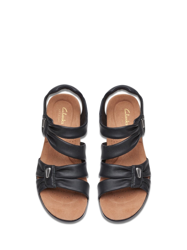 Clarks Black Wide Fit (E) Leather Kitly Ave Sandals - Image 1 of 7