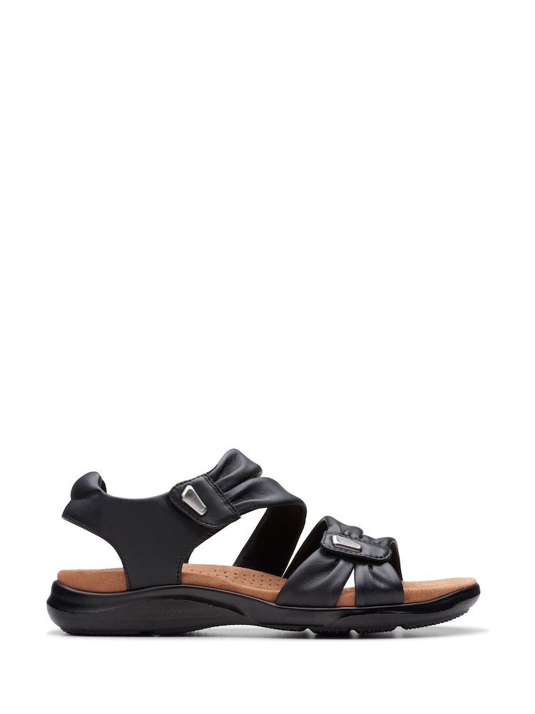 Clarks Black Wide Fit (E) Leather Kitly Ave Sandals - Image 2 of 7