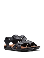 Clarks Black Wide Fit (E) Leather Kitly Ave Sandals - Image 5 of 7