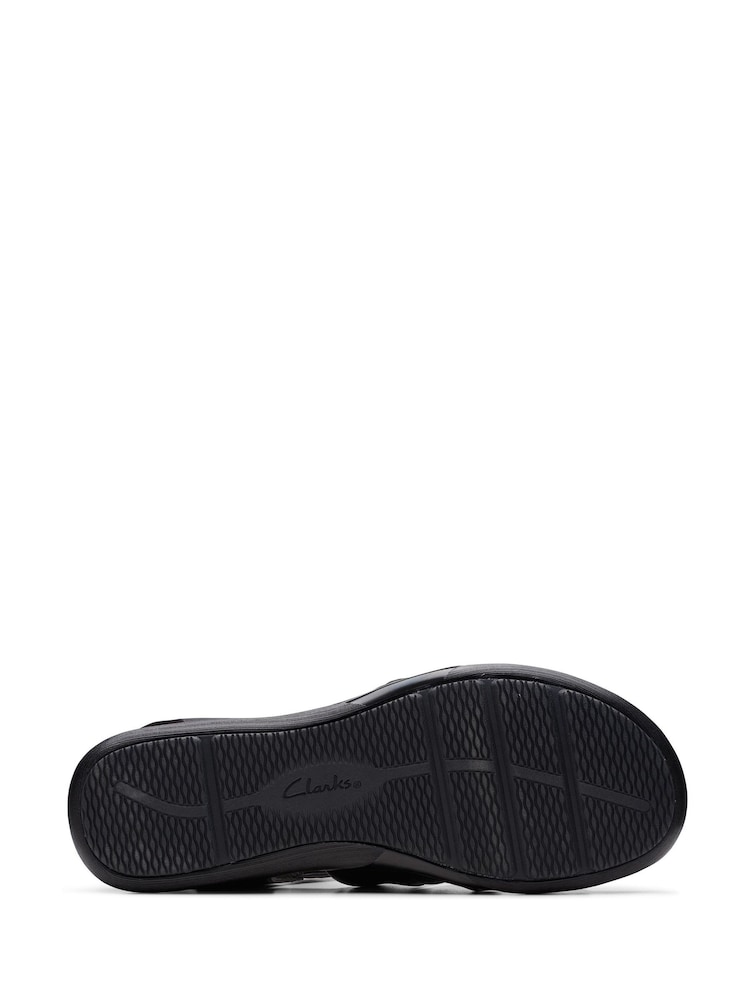 Clarks Black Wide Fit (E) Leather Kitly Ave Sandals - Image 7 of 7