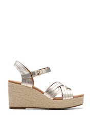 Clarks Gold Wide Fit (E) Leather Sabina Sling Sandals - Image 1 of 7