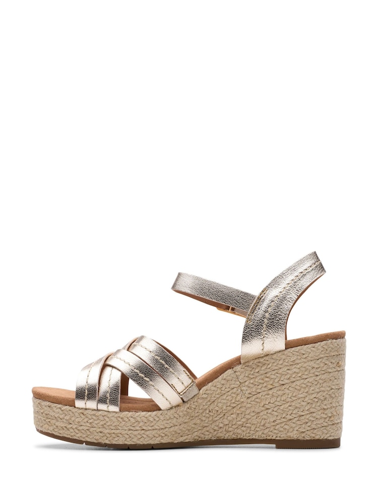 Clarks Gold Wide Fit (E) Leather Sabina Sling Sandals - Image 2 of 7