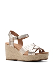 Clarks Gold Wide Fit (E) Leather Sabina Sling Sandals - Image 3 of 7