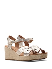 Clarks Gold Wide Fit (E) Leather Sabina Sling Sandals - Image 4 of 7