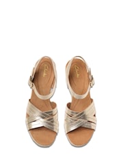 Clarks Gold Wide Fit (E) Leather Sabina Sling Sandals - Image 6 of 7