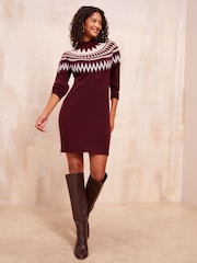 Friends Like These Berry Red Fairisle Jumper Dress - Image 1 of 4