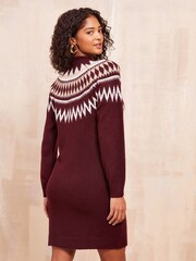 Friends Like These Berry Red Fairisle Jumper Dress - Image 4 of 4