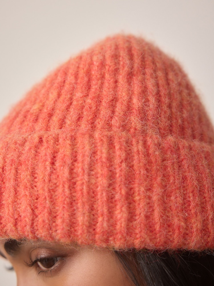Coral Knitted Beanie Hat - Image 4 of 4