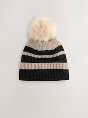Black/White Stripe Pom Hat - Image 3 of 5