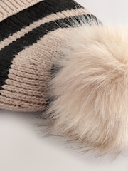 Black/White Stripe Pom Hat - Image 4 of 5