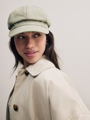 Sage Green Baker Boy 100% Cotton Hat - Image 1 of 8