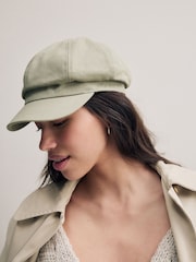 Sage Green Baker Boy 100% Cotton Hat - Image 3 of 8