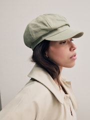 Sage Green Baker Boy 100% Cotton Hat - Image 4 of 8