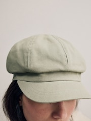 Sage Green Baker Boy 100% Cotton Hat - Image 5 of 8