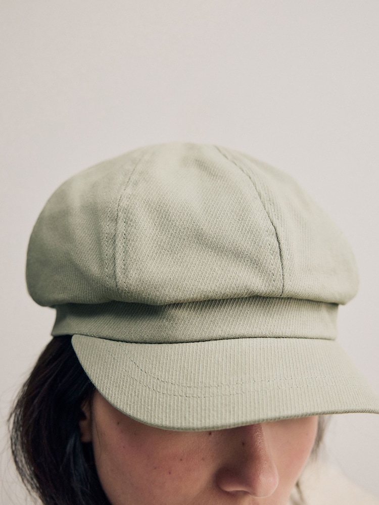 Sage Green Baker Boy 100% Cotton Hat - Image 5 of 8