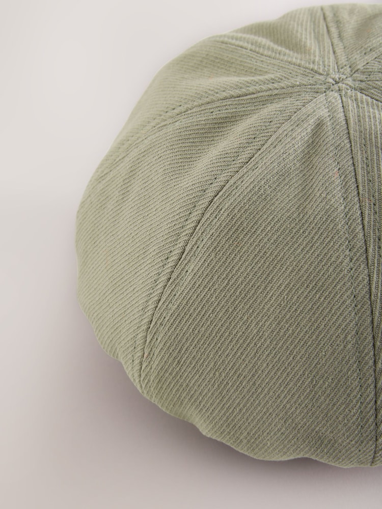 Sage Green Baker Boy 100% Cotton Hat - Image 8 of 8