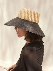 Natural /Black Drop Brim Hat - Image 2 of 7