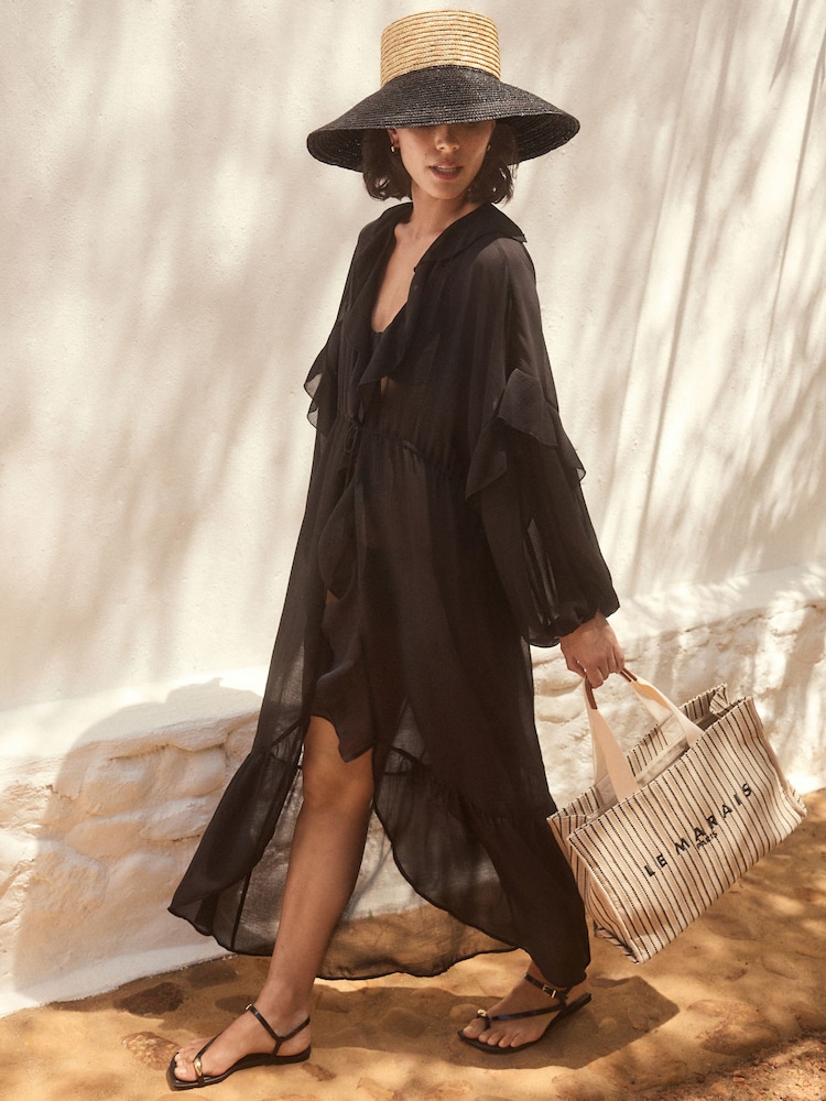 Natural /Black Drop Brim Hat - Image 3 of 7