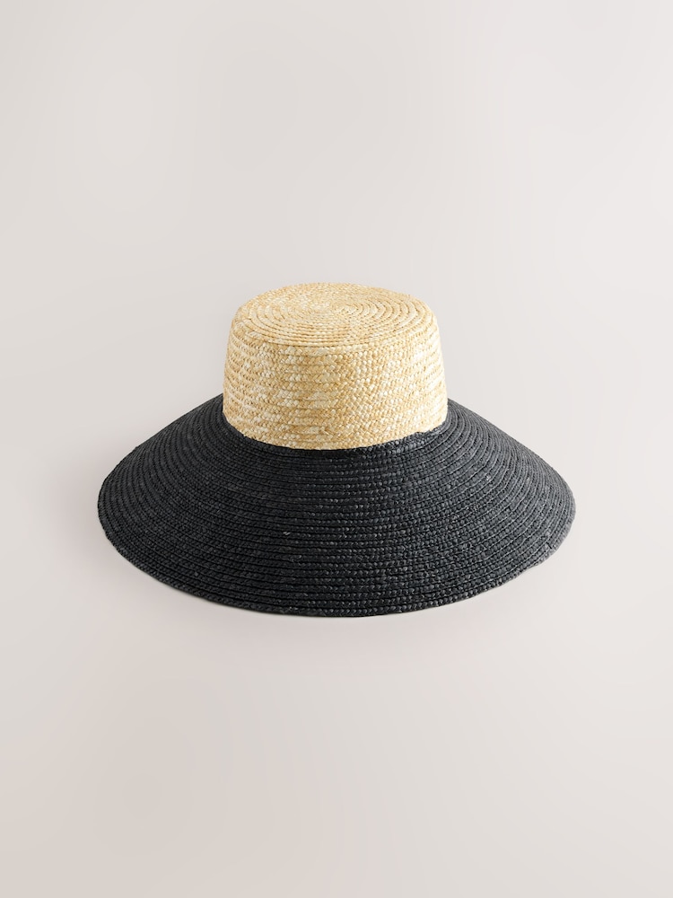 Natural /Black Drop Brim Hat - Image 5 of 7