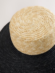 Natural /Black Drop Brim Hat - Image 7 of 7