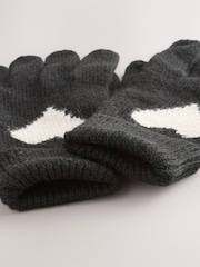 Black/White Heart Knitted Gloves - Image 3 of 3