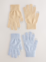 Blue/Ecru Magic Touchscreen Gloves 2 Pack - Image 1 of 3