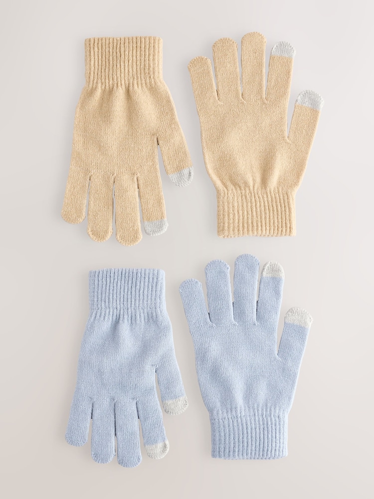 Blue/Ecru Magic Touchscreen Gloves 2 Pack - Image 1 of 3