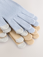 Blue/Ecru Magic Touchscreen Gloves 2 Pack - Image 3 of 3