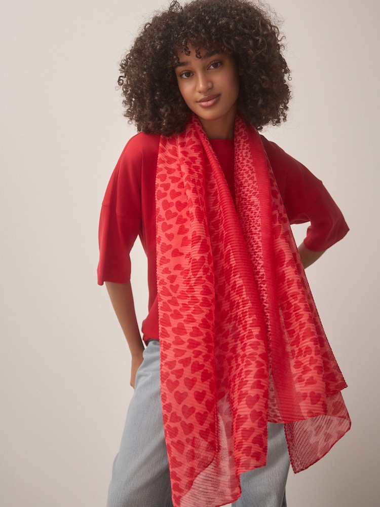 Heart Plisse Lightweight Scarf - Image 1 of 9