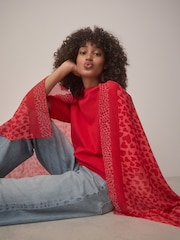 Heart Plisse Lightweight Scarf - Image 2 of 9
