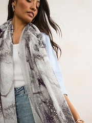 Black & White Marble Plisse Lightweight Scarf - Image 3 of 6