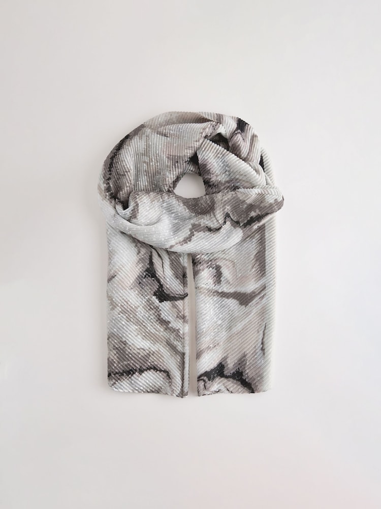 Black & White Marble Plisse Lightweight Scarf - Image 4 of 6