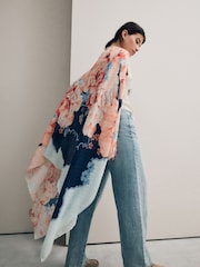 Navy Coastal Floral Lightweight Scarf - Image 1 of 8