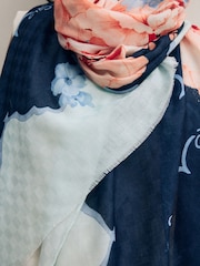 Navy Coastal Floral Lightweight Scarf - Image 3 of 8