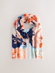 Navy Coastal Floral Lightweight Scarf - Image 6 of 8