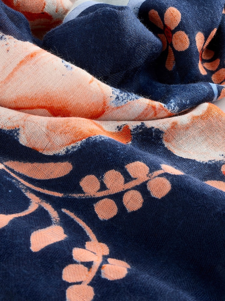 Navy Coastal Floral Lightweight Scarf - Image 8 of 8