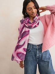 Purple Abstract Floral Lightweight Scarf - Image 1 of 6