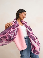 Purple Abstract Floral Lightweight Scarf - Image 2 of 6