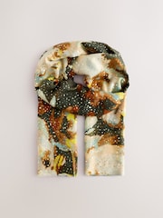 Green Foil Floral Print Lightweight Scarf - Image 1 of 3