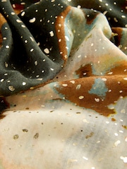 Green Foil Floral Print Lightweight Scarf - Image 2 of 3