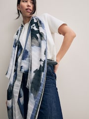 Navy Tie Dye Floral Lightweight Scarf - Image 1 of 9