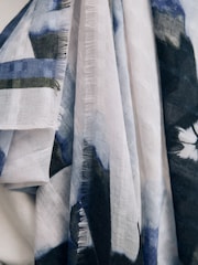 Navy Tie Dye Floral Lightweight Scarf - Image 5 of 9