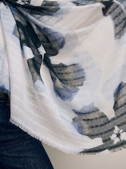 Navy Tie Dye Floral Lightweight Scarf - Image 6 of 9