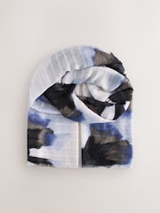 Navy Tie Dye Floral Lightweight Scarf - Image 7 of 9