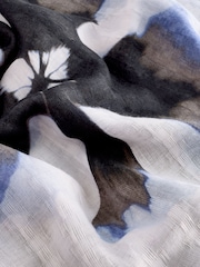 Navy Tie Dye Floral Lightweight Scarf - Image 8 of 9