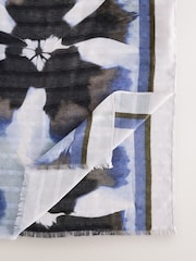 Navy Tie Dye Floral Lightweight Scarf - Image 9 of 9