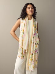 Yellow Spring Floral Print Lightweight Scarf - Image 1 of 5